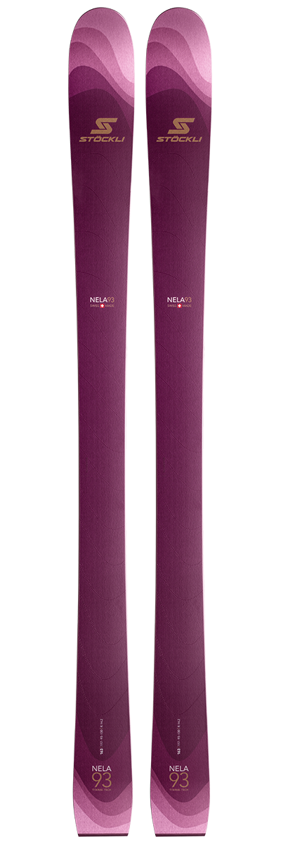 Stöckli Nela 93 Women's Skis 2027 featuring a 93 mm waist, lightweight construction, and versatile all-mountain freeride performance.