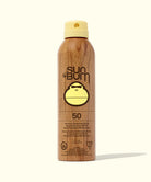 Sun Bum Original SPF 50 sunscreen spray bottle on a white background