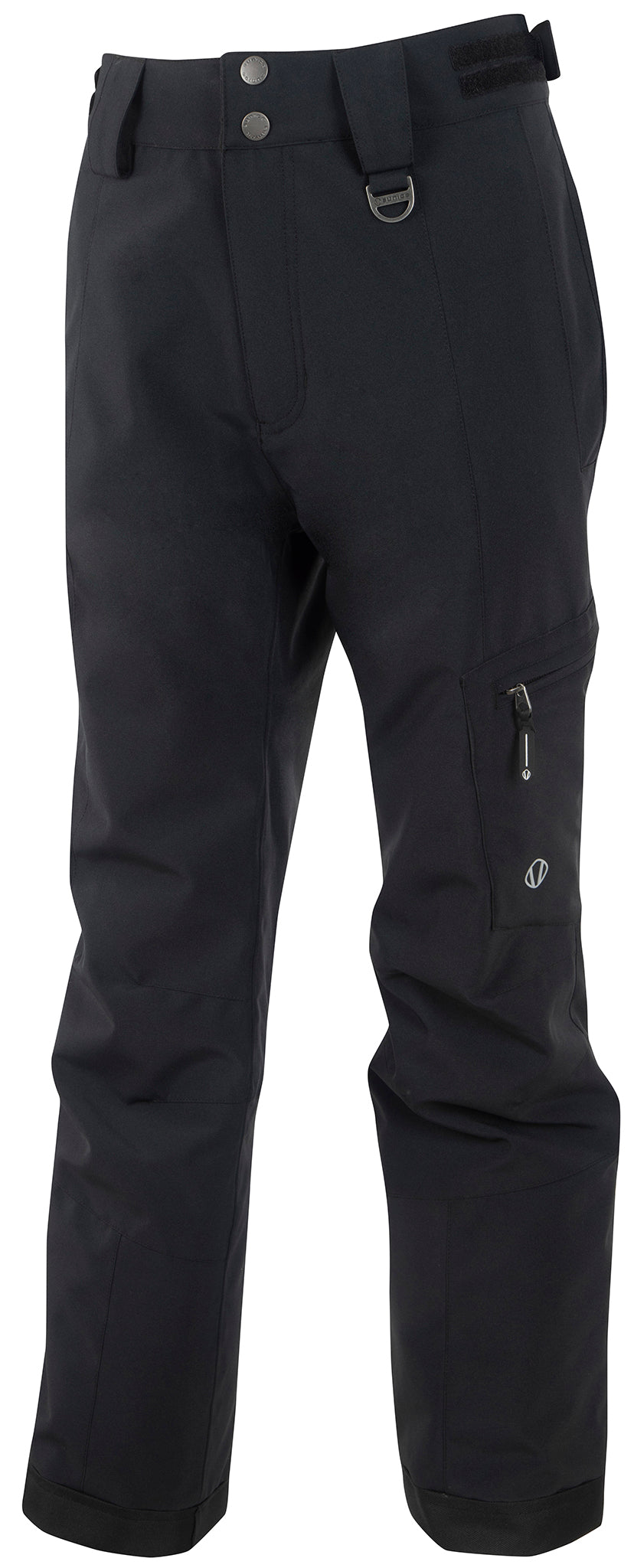 A pair of black Sunice Boys Laser Ski Pants that are waterproof, breathable, and stretchable.