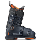 A navy blue 2025 Tecnica Mach 1 120 HV Ski Boot that feaures a stiff, sturdy construction and GripWalk soles.