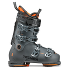 A grey Tecnica Mach 1 110 LV Ski boot that features orange accents and GripWalk soles.