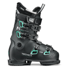 A grey and teal Tecnica Mach Sport 85 MV ski boot that is designed for women and feature GripWalk soles.