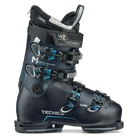 A black TECNICA W MACH SPORT 85 HV ski boot with blue accents, designed for intermediate female skiers.