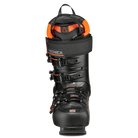 A black and orange 2027 Tecnica Mach1 MV 110 ski boot that features a 110 flex rating, a medium-volume fit, and GripWalk soles.
