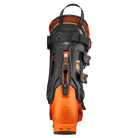 An orange and black Tecnica Mach1 MV 130 ski boot that features a 130 flex rating, a medium volume fit, and is designed for men.