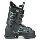 A grey and teal Tecnica Mach Sport 85 LV W ski boot that is designed for women and features GripWalk soles.