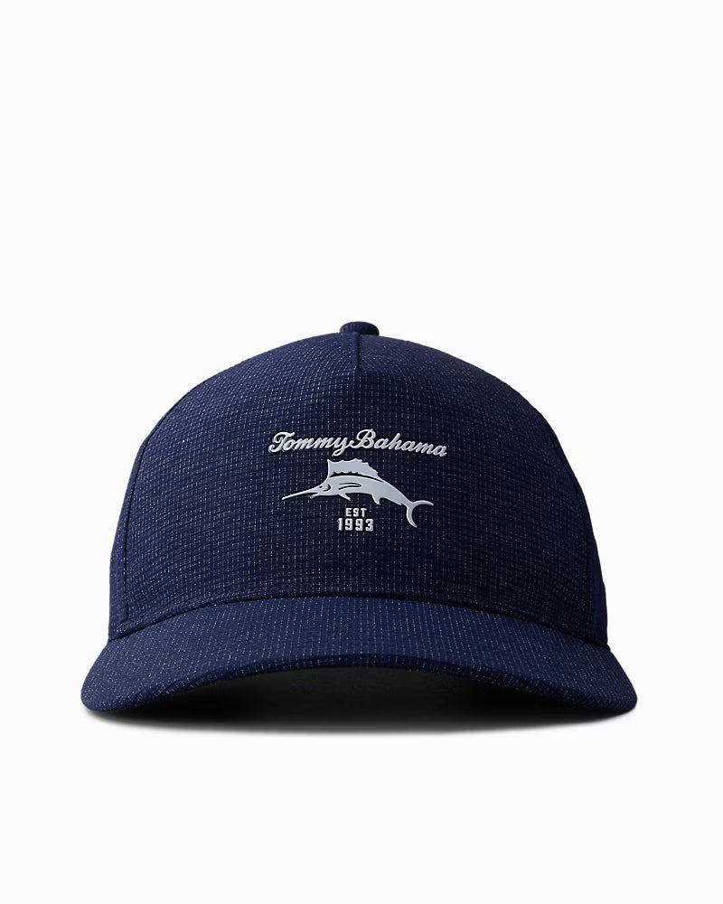 Tommy Bahama Chip Shot Marlin Cap featuring an embroidered marlin logo, curved brim, and adjustable fit for everyday comfort.