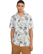 Tommy Bahama Men's Vista Mar Bravo Beach Camp Shirt featuring a beach-inspired print, button-front styling, and a relaxed fit.