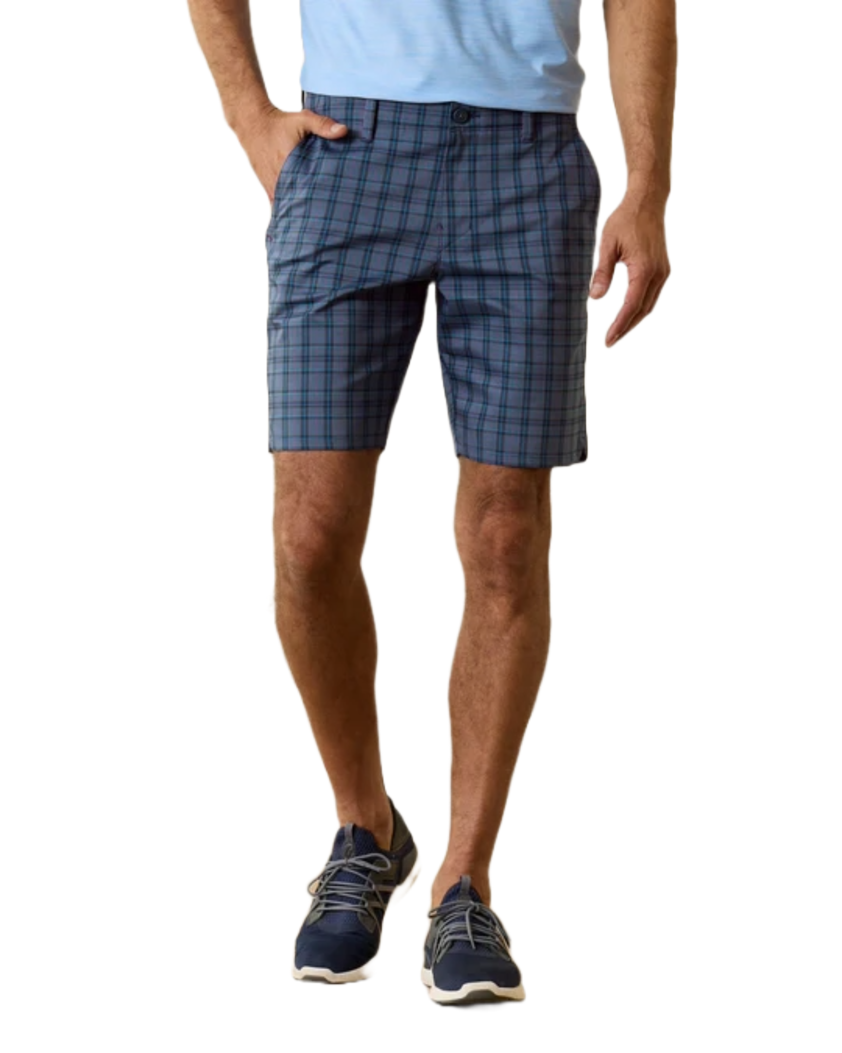Tommy Bahama Men's On Par Fairway Plaid 9-inch Golf Shorts featuring IslandZone® performance fabric, a plaid pattern, and a tailored fit.