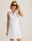 Tommy Bahama Women's Abby Eyelet Sleeveless Dress featuring lightweight breathable fabric, eyelet detailing, sleeveless styling, and a flattering silhouette.