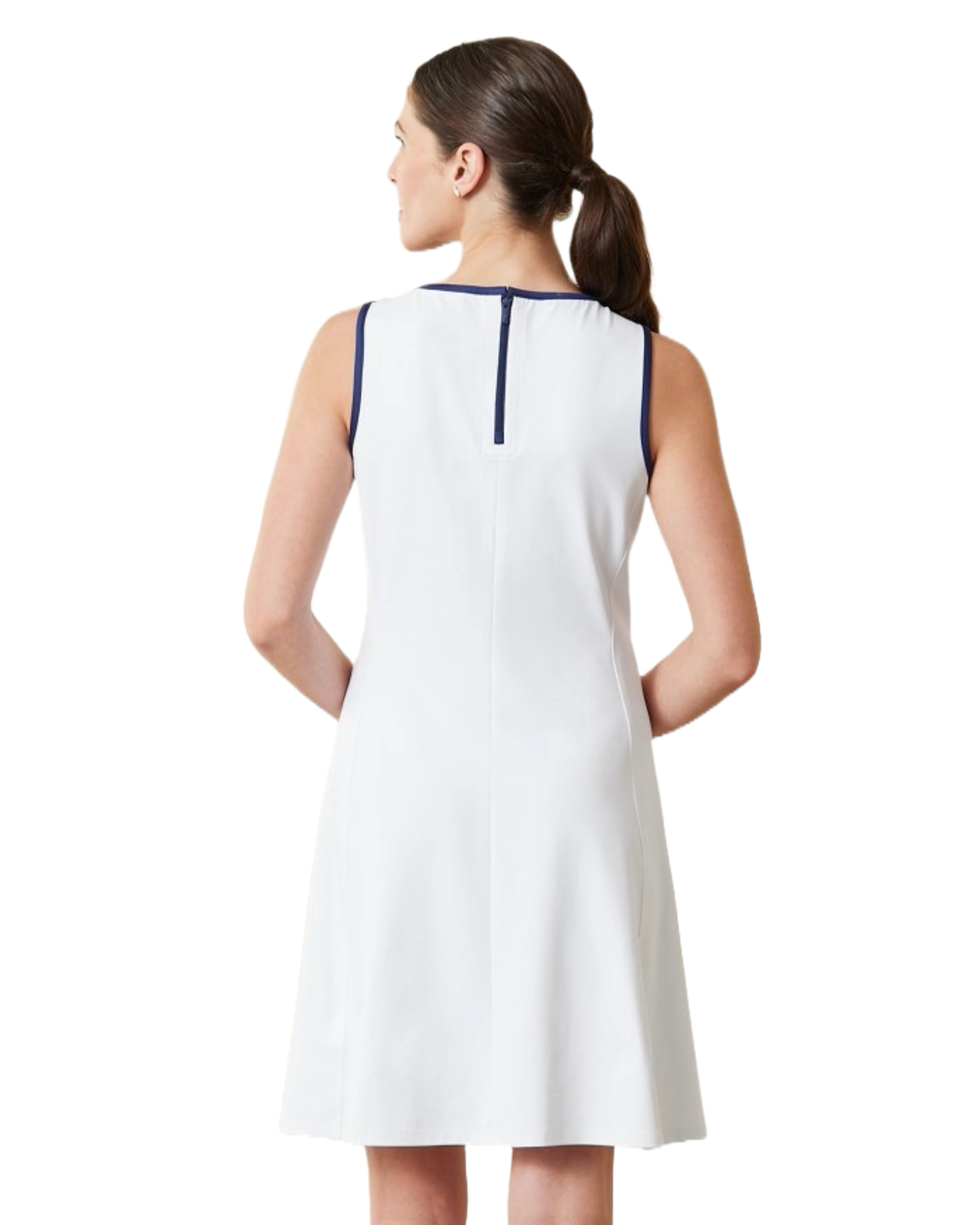 Tommy Bahama Women's Aubrey Fit and Flare Dress featuring soft stretch fabric, breathable comfort, and a flattering fit-and-flare silhouette.