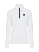 A white Toni Sailer Men's Brendan T-Neck that is moisture-wicking, breathable, and stretchable.
