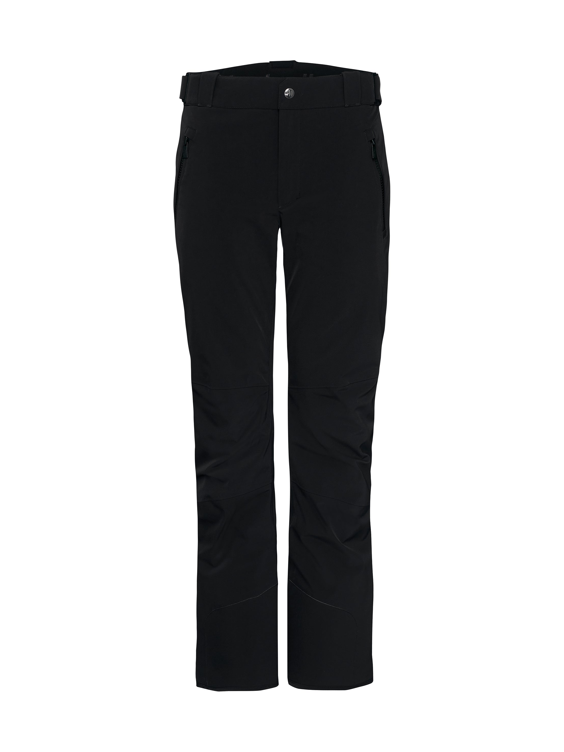 A pair of black Toni Sailer Men's William Ski Pants that are waterproof, breathable, stretchable, and insulated.