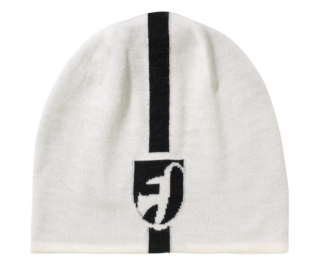 A white and black Toni Sailer Men's Otis Toque that will elevate any apres ski outfit.