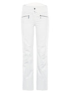 A pair of white Toni Sailer Women's Alla Ski Pants which are made from a premium technical fabric that is waterproof, breathable, stretchable, and insulated.