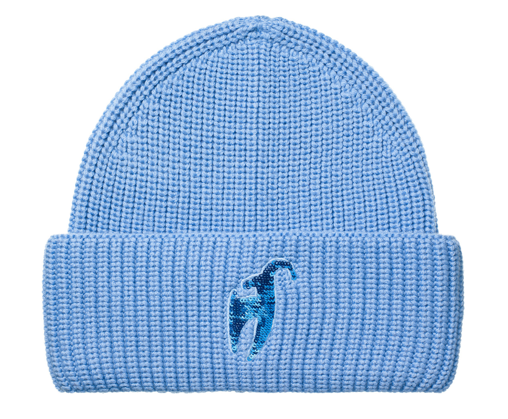 A light blue Toni Sailer Women's Gwendolin Toque designed to elevate apres ski outfits.