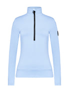 A light blue Toni Sailer Women's Wieka T-Neck made from premium fabrics that is breathable, stretchable, and moisture-wicking.