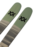 A pair of green and gray 2027 Volkl Blaze 86 skis that are designed for all-mountain skiing.