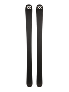 A pair of green and pink Volkl M7 Mantra W skis that are designed for all-mountain and freeride skiing, intended for expert female skiers.