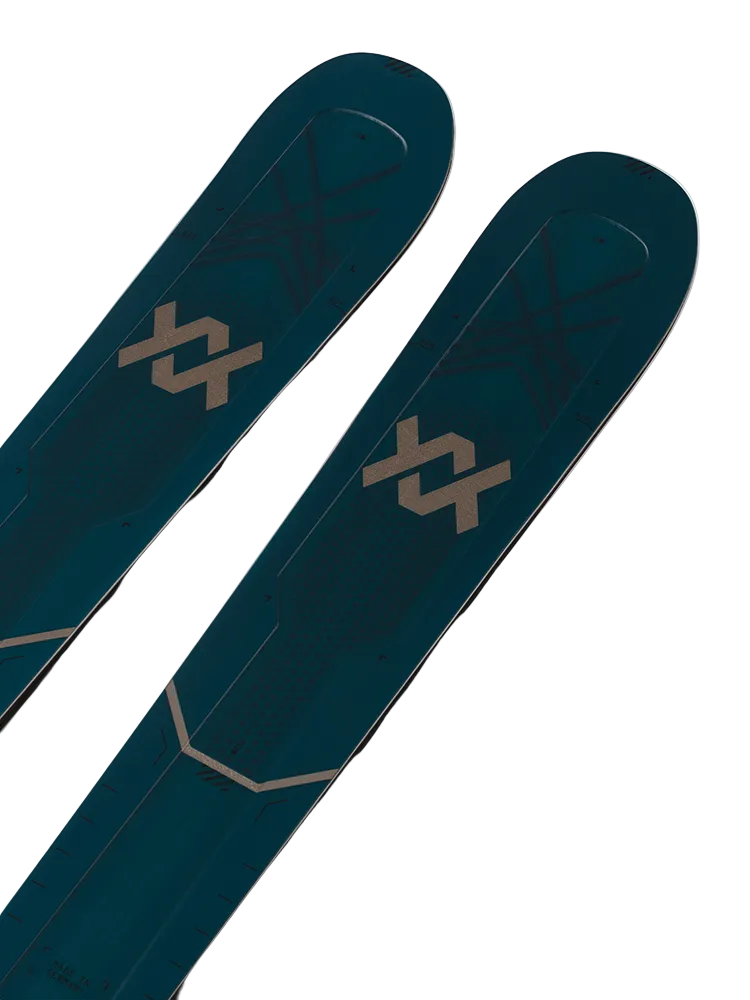 A pair of blue and black 2027 Mantra 88 skis that are designed for advanced all-mountain skiers.