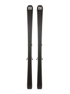 A pair of black 2027 Volkl Peregrine 80 skis that are designed for aggressive on-piste carving.