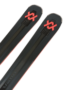 A pair of black 2027 Volkl Peregrine 80 skis that are designed for aggressive on-piste carving.