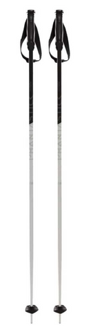 A pair of black and white Volkl Phantastick Ski Poles that are ligjtweight and feature all-mountain baskets.