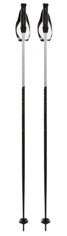 A pair of black and white Volkl Phantastick Ski Poles that are ligjtweight and feature all-mountain baskets.