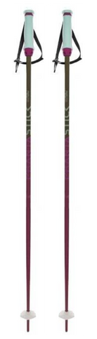 A pair of purple and teal Women’s Volkl Phantastick Ski Poles that are lightweight and feature all-mountain baskets.
