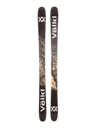 A pair of black and white 2027 Volkl Revolt 96 skis that are intended for freestyle skiing.