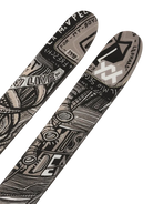 A pair of black and white 2027 Volkl Revolt 96 skis that are intended for freestyle skiing.