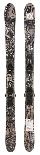 A pair of black and gray 2027 Volkl Revolt Jr Urban skis that are designed for freestyle skiing.