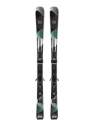 A pair of black, white, and teal 2027 Volkl Shine 78 skis that are designed for advanced female on-piste skiers.