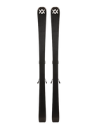 A pair of black, white, and teal 2027 Volkl Shine 78 skis that are designed for advanced female on-piste skiers.