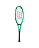 A Wilson Blade Junior 25" V10 hihg-performance control tennis racket with a metallic green frame designed for competitive level kids