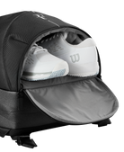 Wilson RF Backpack featuring Roger Federer-inspired styling, dedicated racquet storage, multiple compartments, and premium construction.