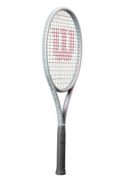 A Wilson Shift 99L V1 high-performance spin tennis racket in an iridescent silver colour