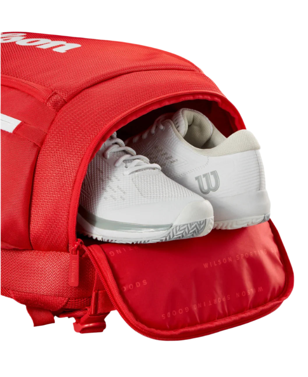 Wilson Super Tour Backpack featuring dedicated racquet storage, multiple compartments, padded shoulder straps, and premium construction.