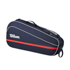 Wilson Team 3 Pack Racquet Bag featuring storage for up to three racquets, accessory pockets, durable construction, and an adjustable shoulder strap.
