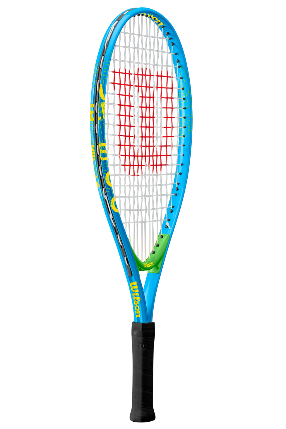 A Wilson US Open 21" Junior Tennis Racket 2024 bright blue and green