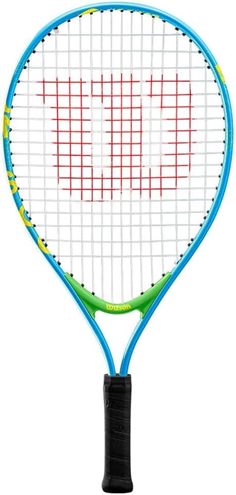 A Wilson US Open 21" Junior Tennis Racket 2024 bright blue and green