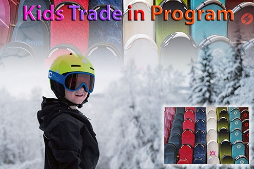 Kids & junior skis, boots and bindings trade back program at Swiss Sports Haus 604-922-9107.