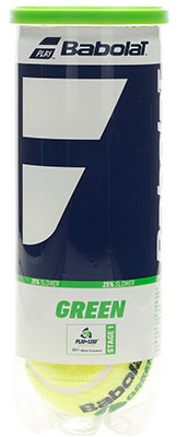 Babolat Green 25% Slower Tennis Balls available at Swiss Sports Haus 604-922-9107.