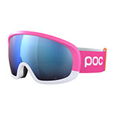 POC Fovea Mid Clarity Comp Goggles Fluorescent Pink/Hydrogen White with Spektris Blue Lens available at Swiss Sports Haus 604-922-9107.