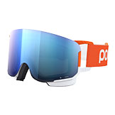 POC Nexal Clarity Comp Goggles Fluorescent Orange/Hydrogen White with Spektris Blue Lens available at Swiss Sports Haus 604-922-9107.