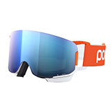 POC Nexal Mid Clarity Comp Goggles Fluorescent Orange/Hydrogen White with Spektris Blue Lens available at Swiss Sports Haus 604-922-9107.