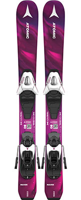 2024 Atomic Maven Girl 80cm - 90cm Skis & Bindings available at Swiss Sports Haus 604-922-9107.