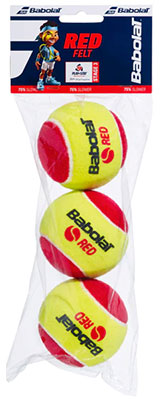 Babolat Red Felt 75% Slower Tennis Balls available at Swiss Sports Haus 604-922-9107.