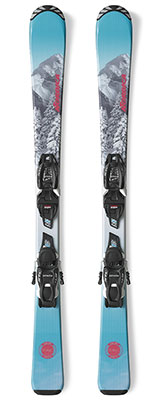 2024 Nordica Team Junior Girls Skis & Bindings available at Swiss Sports Haus 604-922-9107.