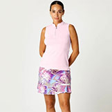 Sofibella Women's Golf Colors Sleeveless Zip Neck Golf Polo available at Swiss Sports Haus 604-922-9107.